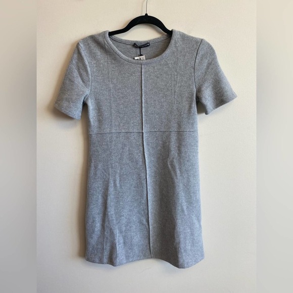 NWT ZARA Basics Grey Shirt Sleeve Mini Dress Extra Soft Size Small - Picture 4 of 10